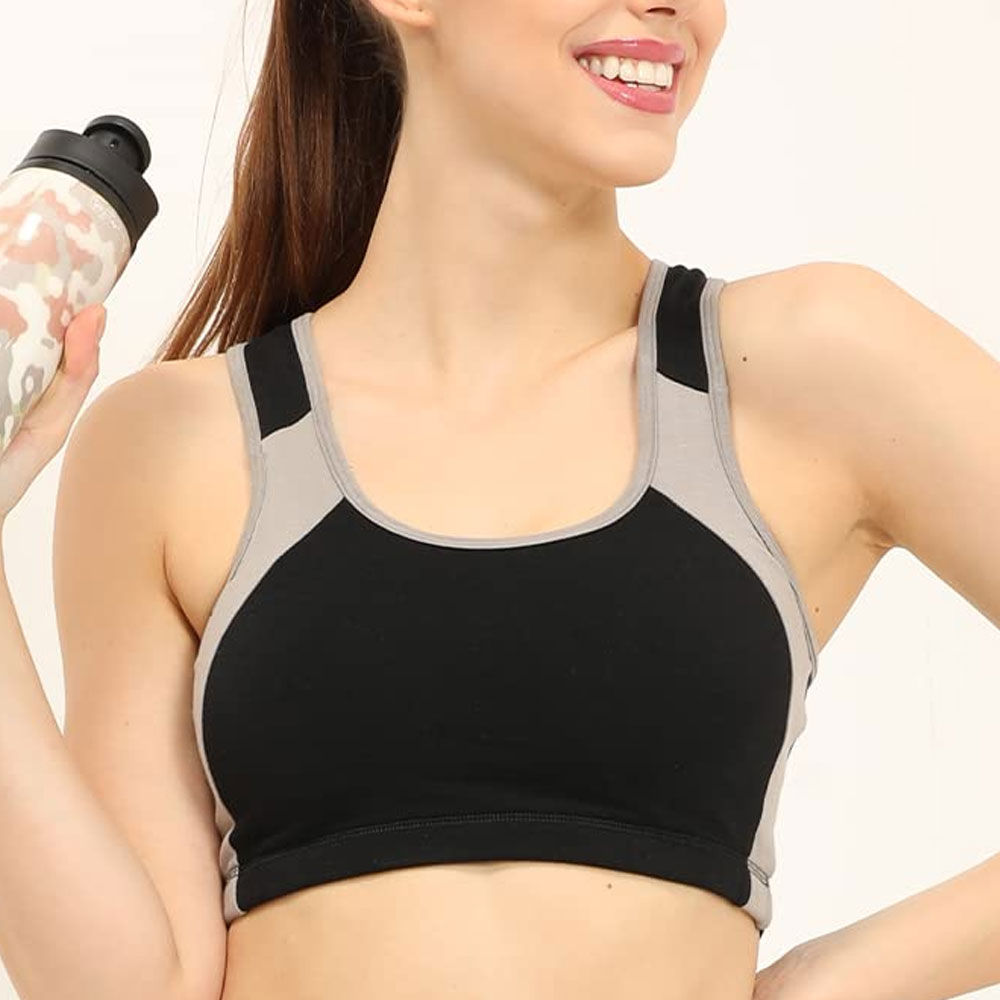 Plain Lycra Cotton Ladies Sports Bra - Pack of 2