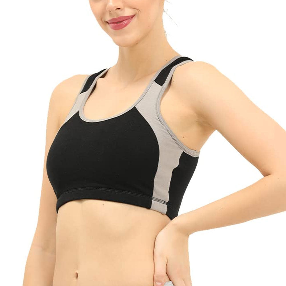 Plain Lycra Cotton Ladies Sports Bra - Pack of 2