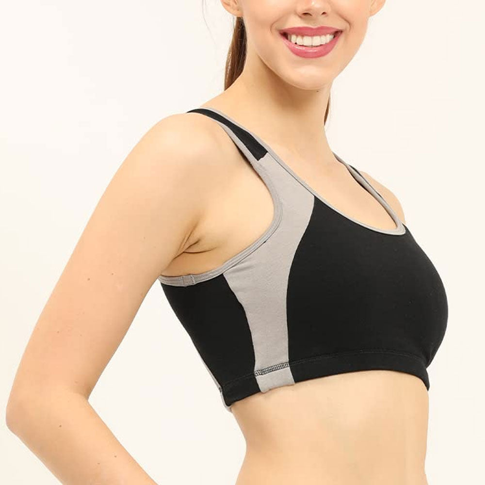 Plain Lycra Cotton Ladies Sports Bra - Pack of 2