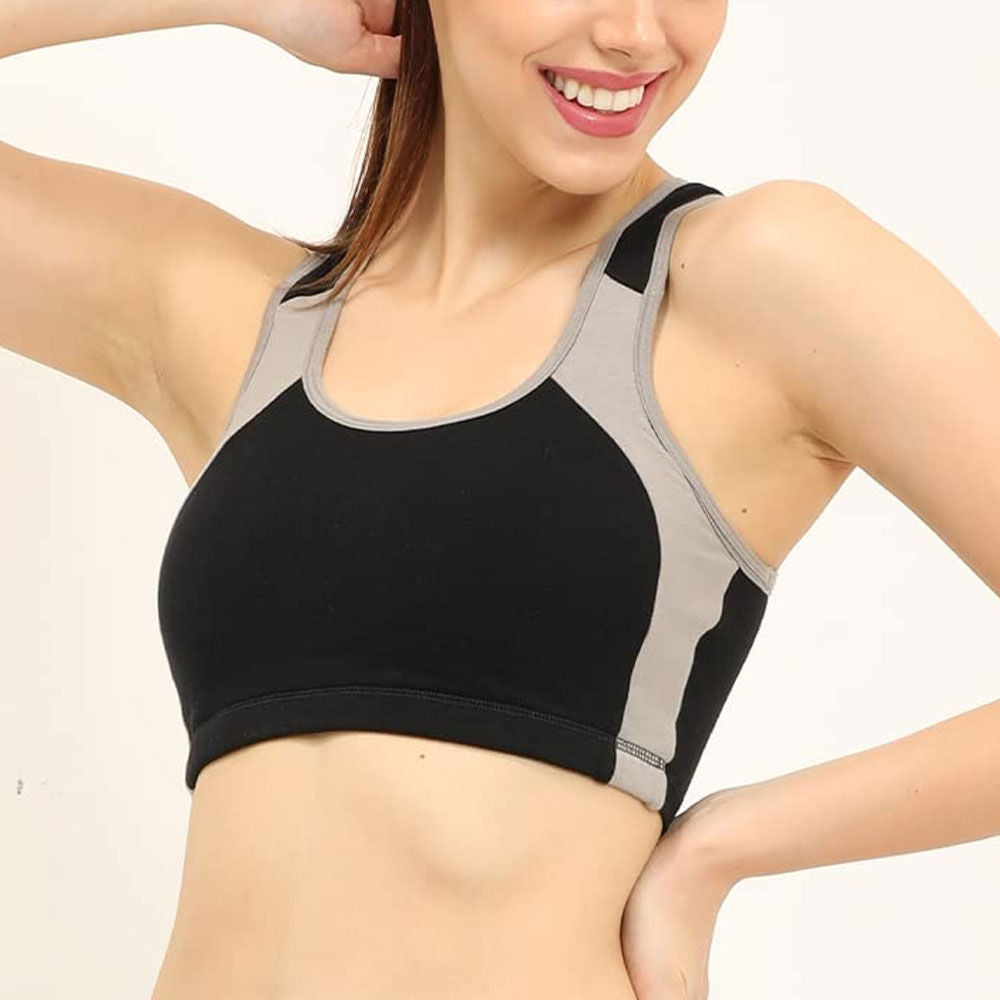 Plain Lycra Cotton Ladies Sports Bra - Pack of 2